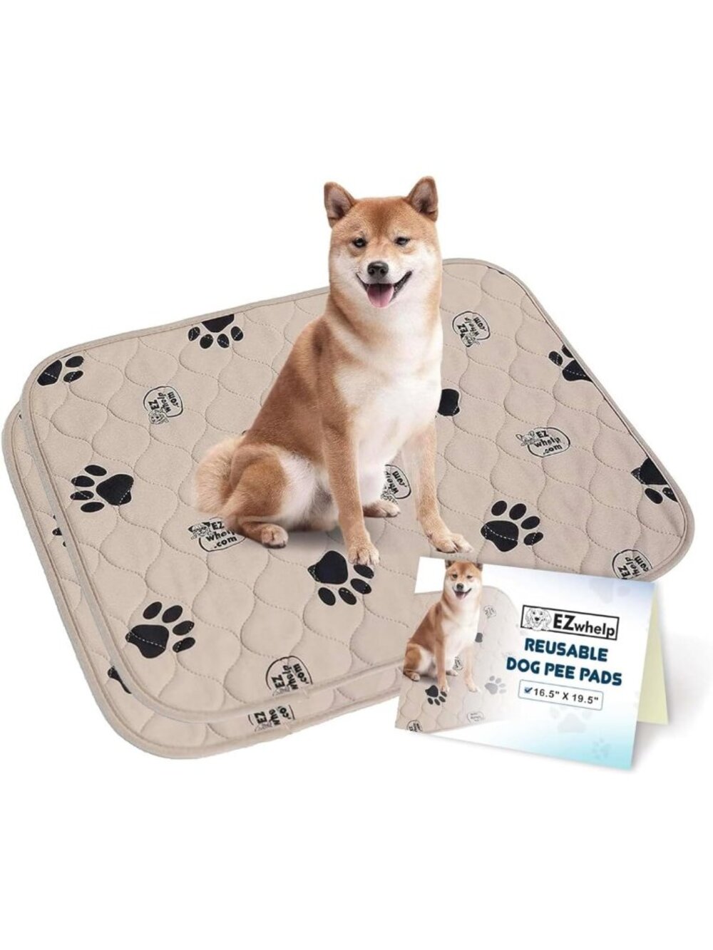 Washable Waterproof Dog Pee Pads - Reusable Potty Training Mats, 2 Pack